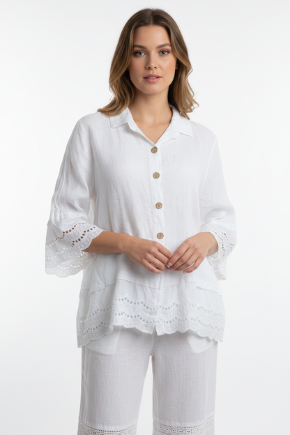 Leinen Bluse Bianca Italia – Vorderansicht