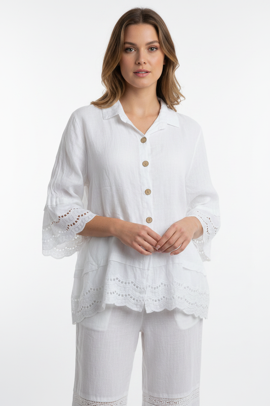 Leinen Bluse Bianca Italia – Vorderansicht