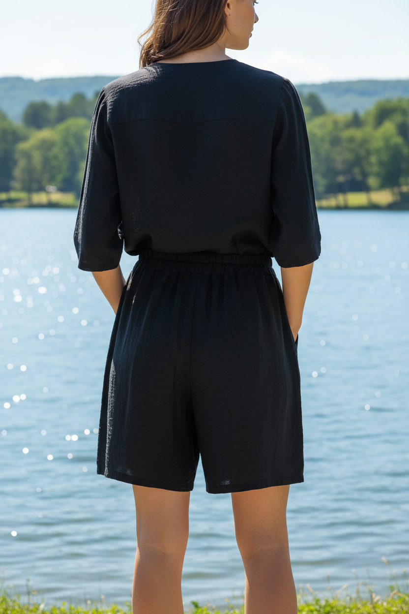 Sommer-Shorts Schwarz Hinten Bodensee
