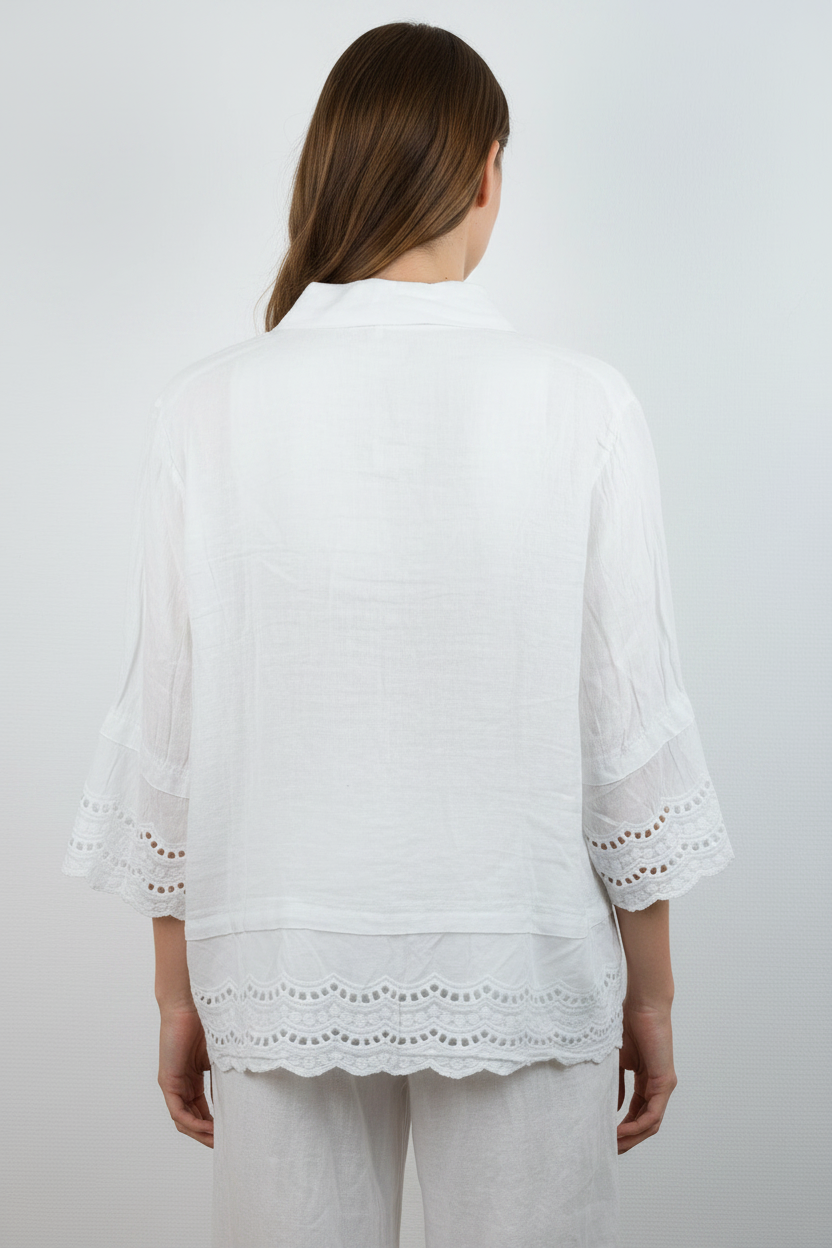 Leinen Bluse Bianca Italia – Rückansicht