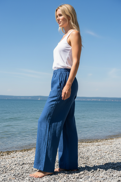 Leinenhose Blau Seitenansicht