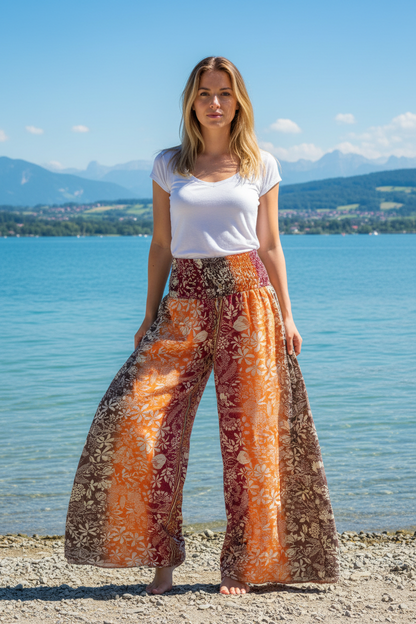 Palazzo Hose orange-bordeaux – Frontansicht am Bodensee