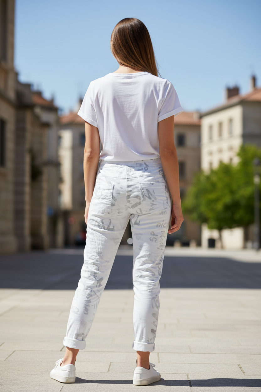 Jogger-Hose Weiß Hinten