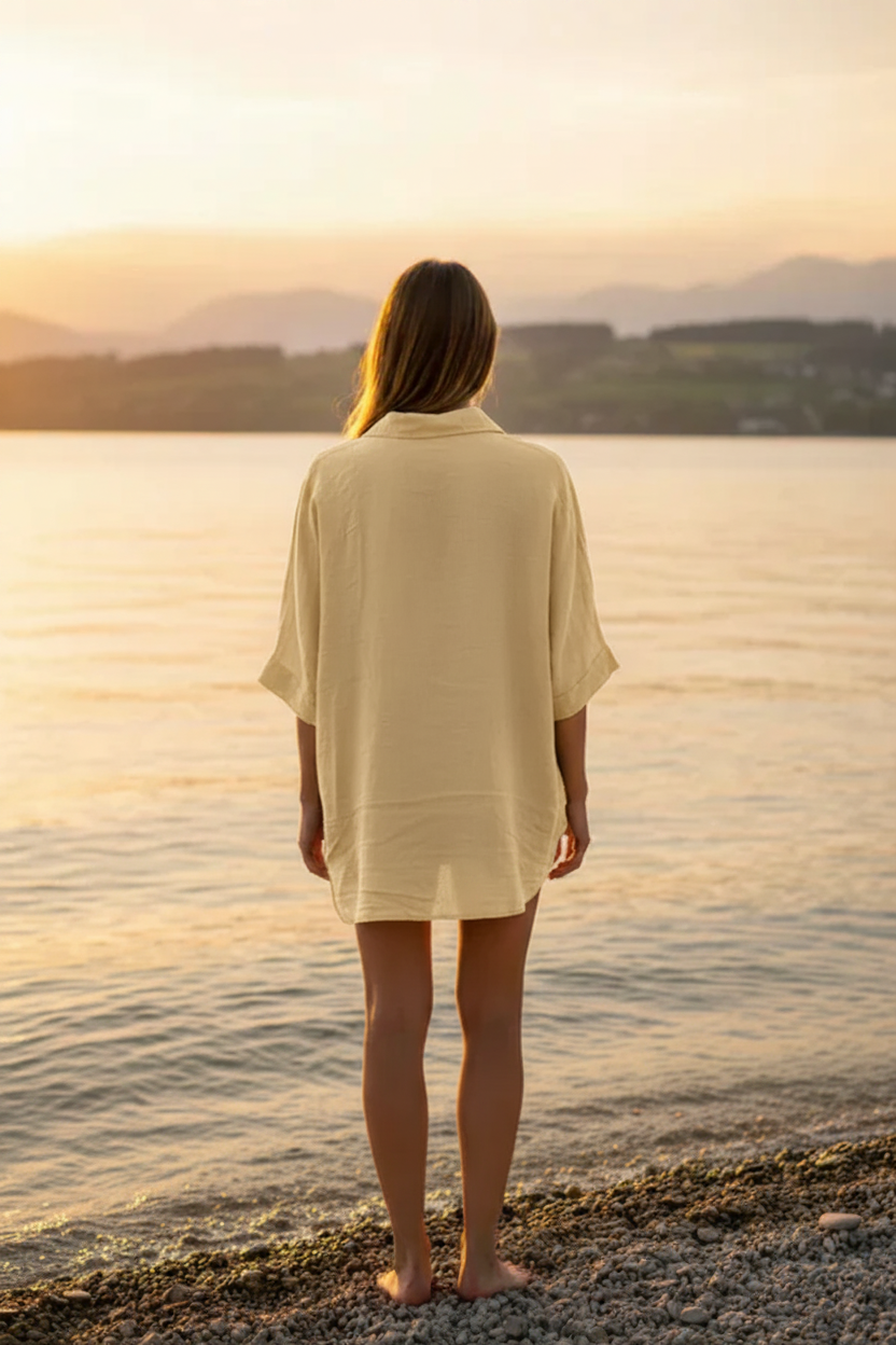 Leinenbluse Gelb – Rückenansicht Bodensee