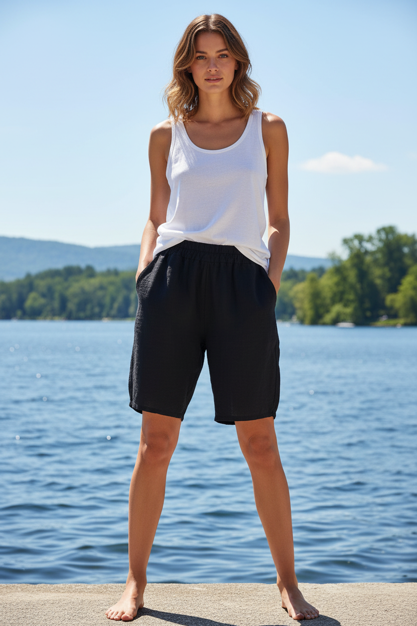 Sommer-Shorts Schwarz Vorne Bodensee
