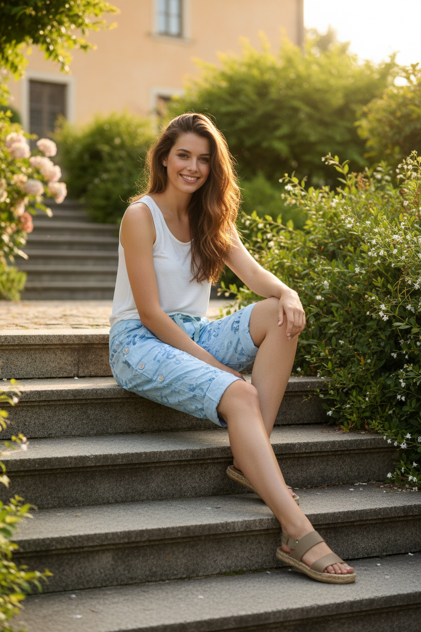 Shorts Hellblau Sitzend