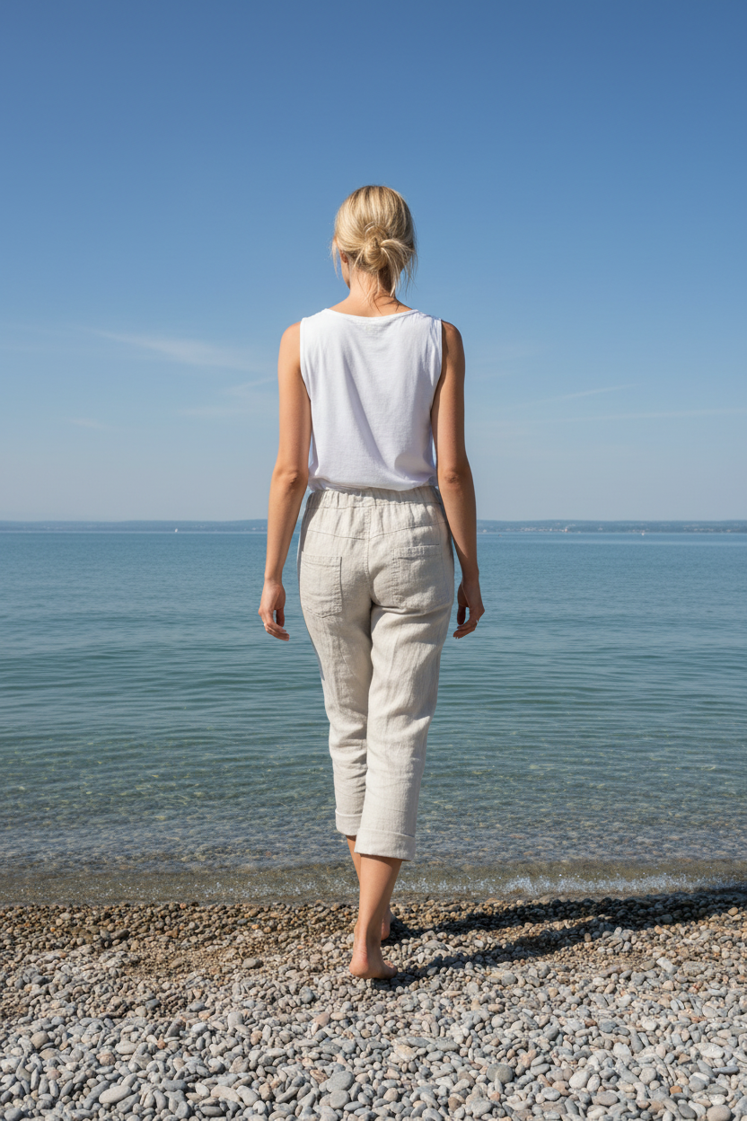 Caprihose Sand Rückansicht