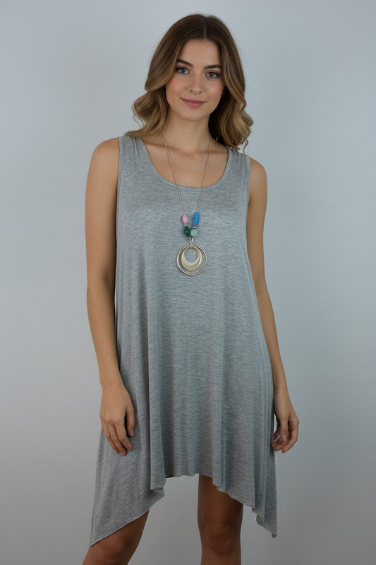 Asymmetrische Tunika Grau – Model Front