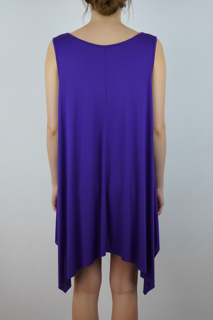 Asymmetrische Tunika Lila – Model Rücken
