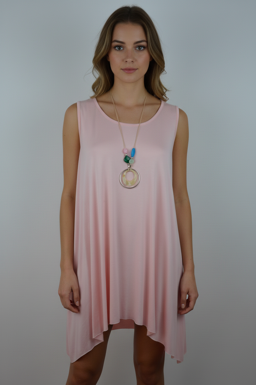 Asymmetrische Tunika Rosa – Model Front