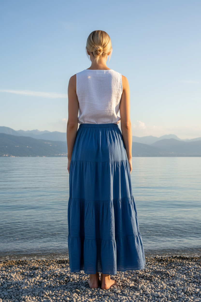Sommerrock Jeansblau Rückansicht