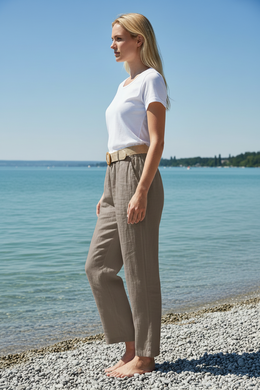 Leinenhose Taupe Seitenansicht