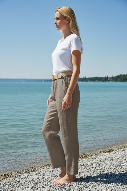 Leinenhose Taupe Seitenansicht