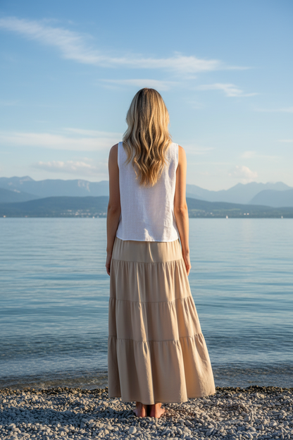 Boho-Rock Beige Spitze Rückansicht