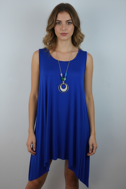 Asymmetrische Tunika Royalblau – Model Front