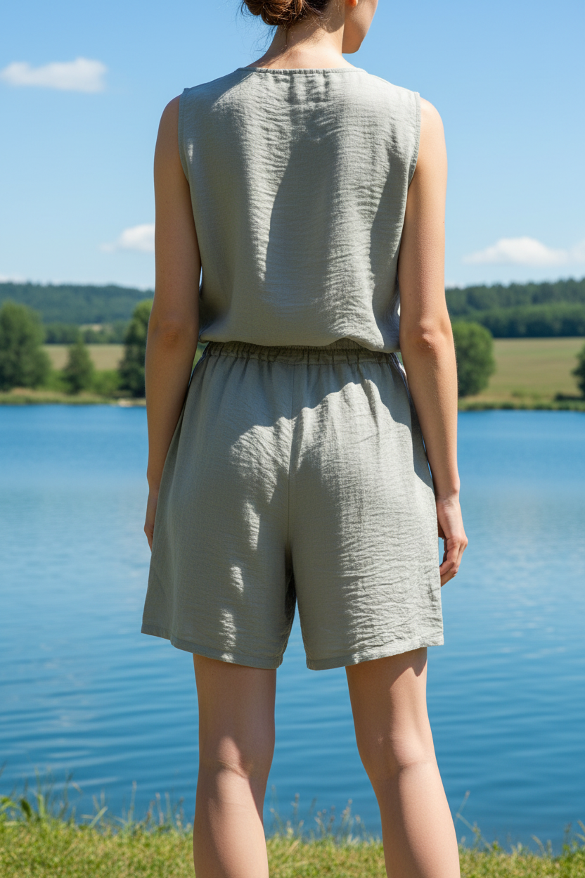 Sommer-Shorts Khaki Grau Hinten Bodensee