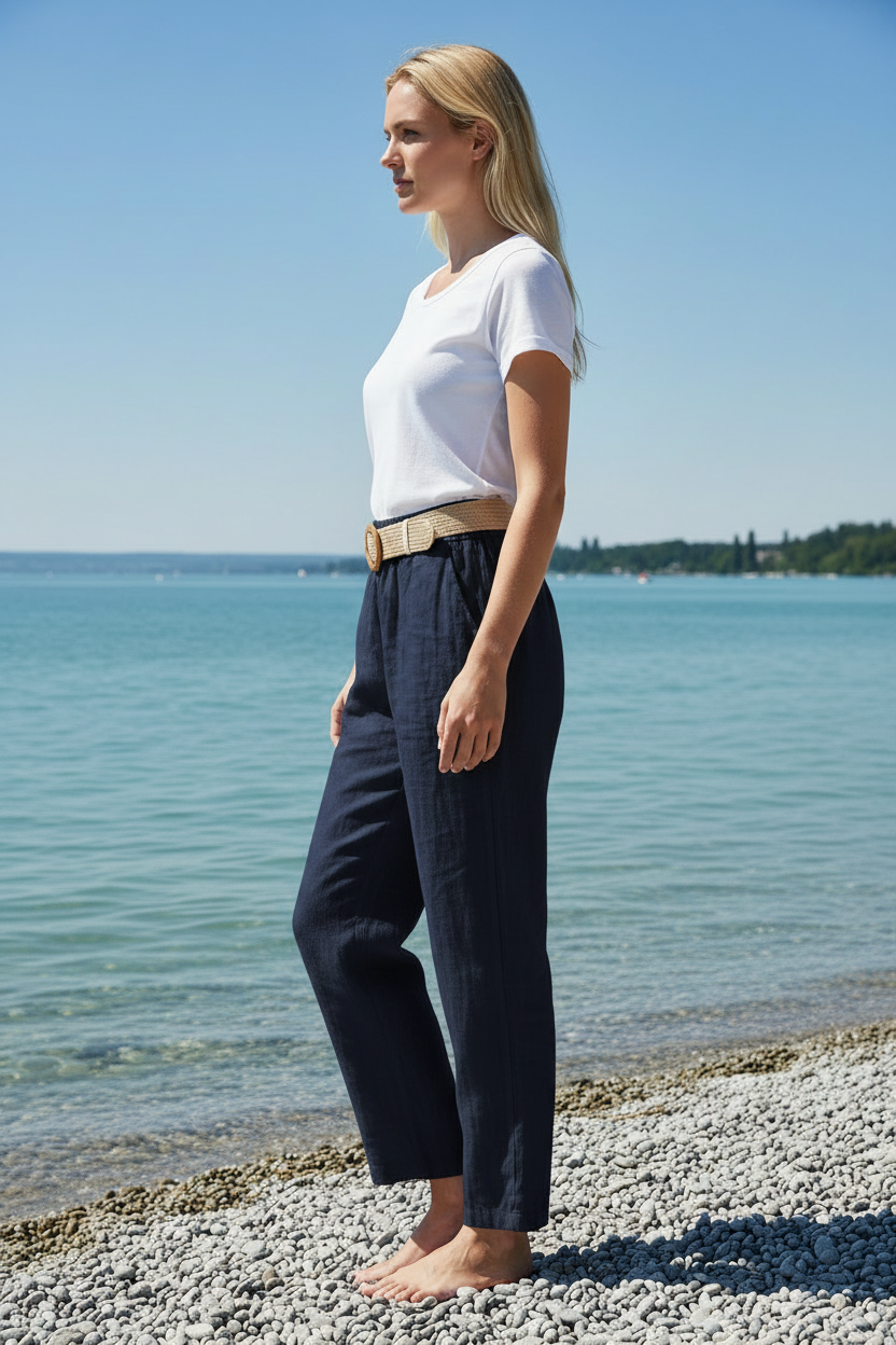 Leinenhose Navy Seitenansicht