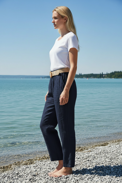 Leinenhose Navy Seitenansicht