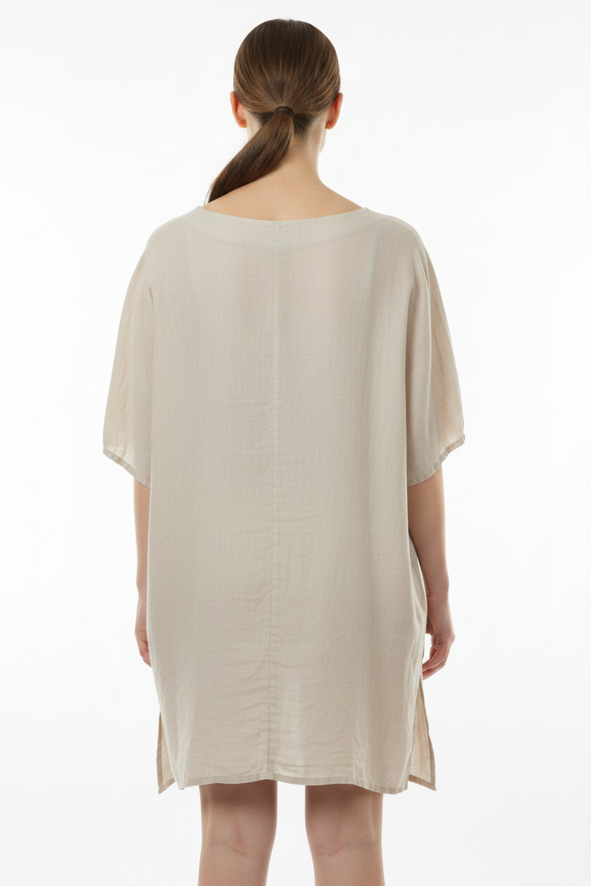 Leinen Tunika Sabbia Italia Beige – Rückansicht
