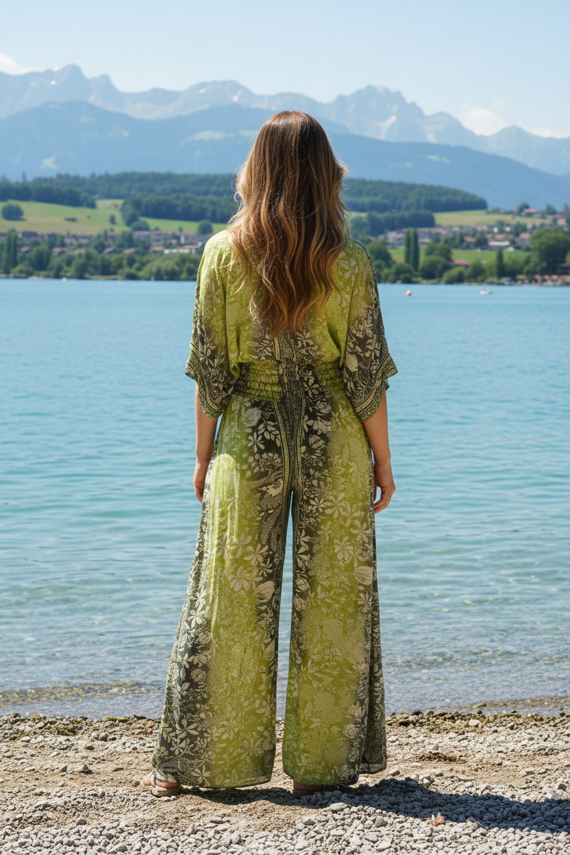Palazzo Hose grün – Rückenansicht am Bodensee