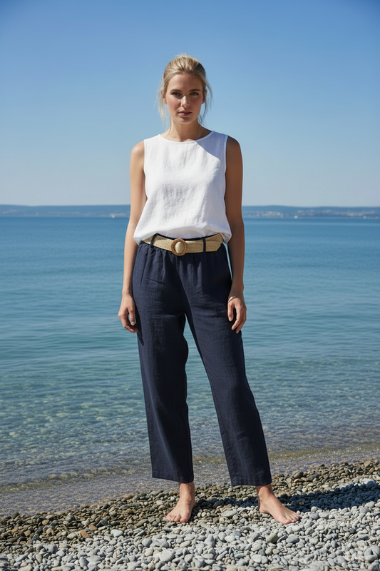 Leinenhose Navy Vorderansicht