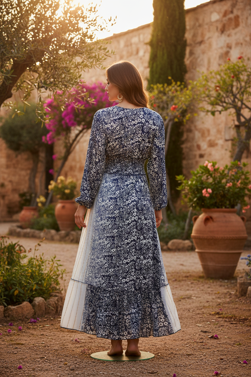 Navy Boho Maxi Kleid – Rückansicht 3