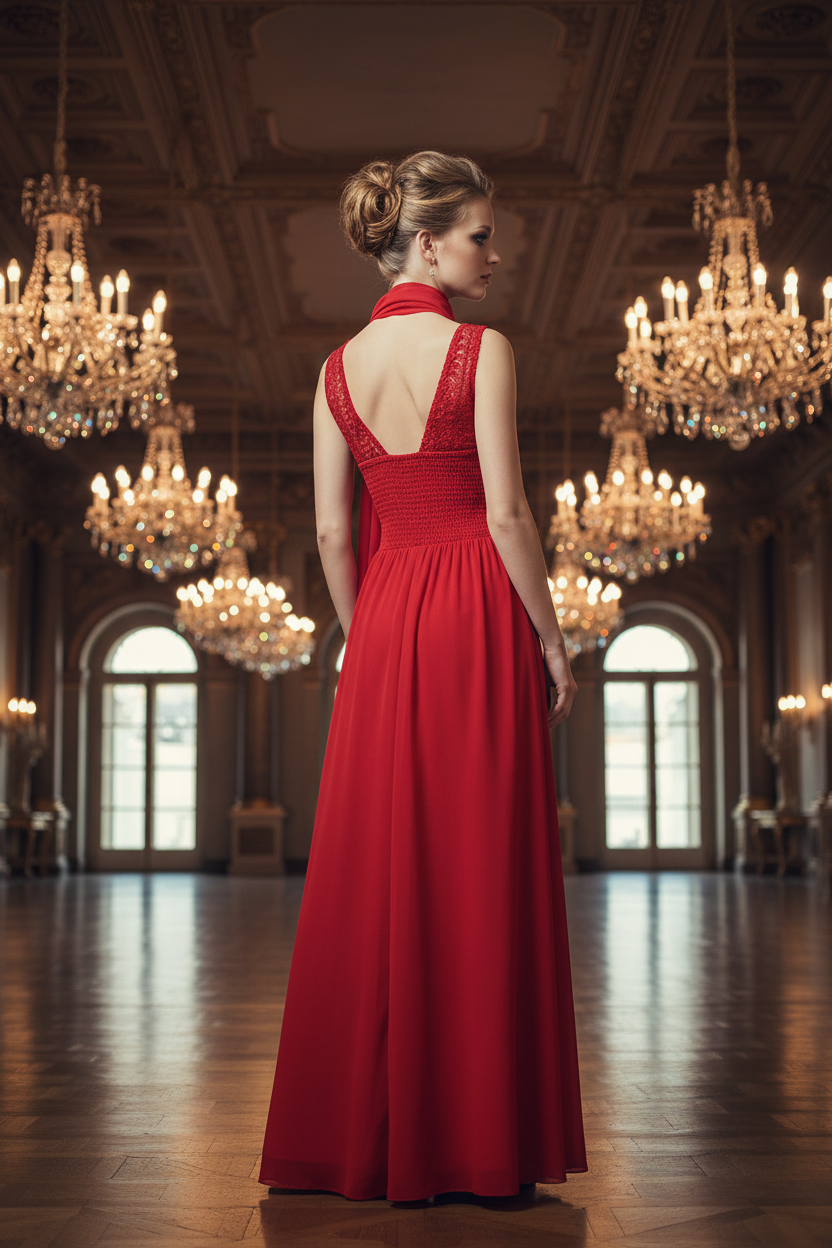 Rotes Abendkleid – Rückansicht