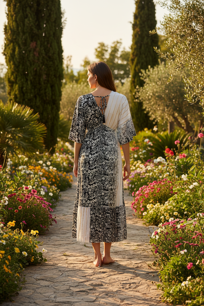 Schwarz/Weiß Patchwork Maxi – Rückansicht