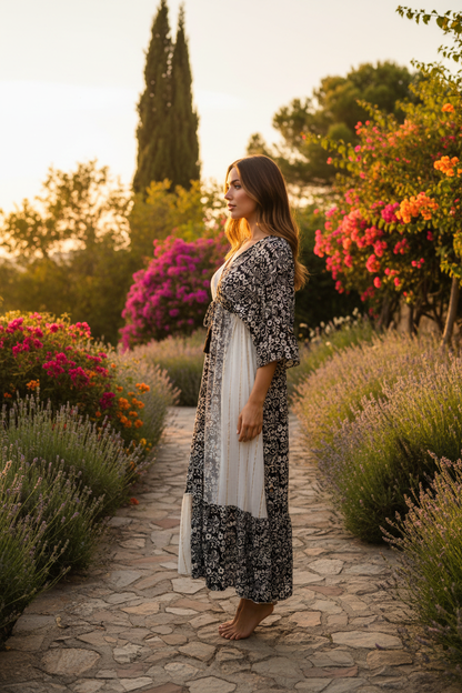 Schwarz/Weiß Patchwork Maxi – Seitenansicht